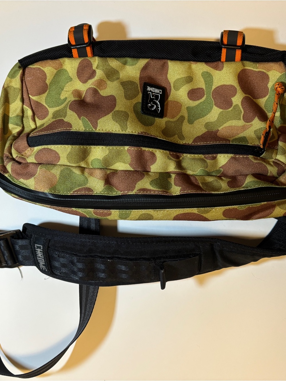 Chrome Industries mini kadet 5L camo sling bag in Green/Brown